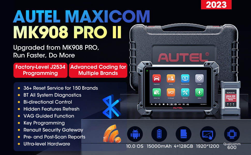 New Autel MaxiCOM MK908 PRO II Automotive Diagnostic Tablet Support Scan  VIN and PrePost Scan